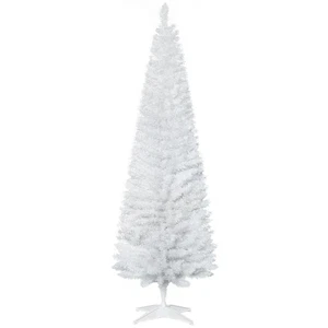 HOMCOM 6FT Pencil Artificial Christmas Tree with Solid Stand Tips White - Picture 1 of 11