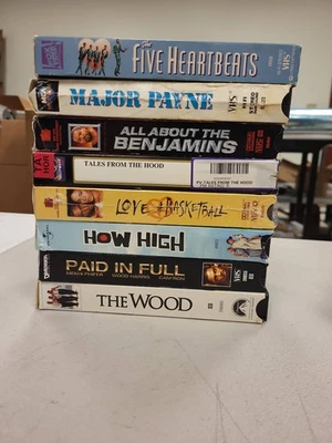 VHS Movies Lot Five Heartbeats Major Payne How High Love Basketball The Wood 8pc - Image 1 of 4