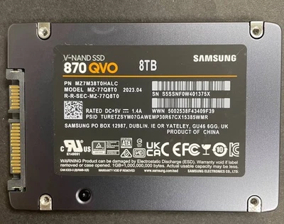 SAMSUNG 8TB SSD 870 QVO SATA MZ1M38T0HALC MZ-77Q8T0 V-NAND Solid State Drive - Image 1 of 2