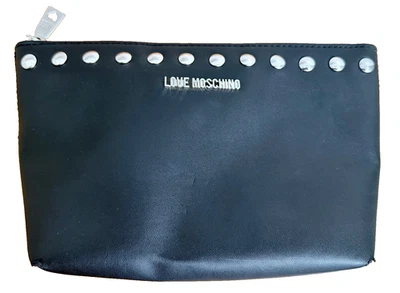 Love MOSCHINO с заклепками застежки сумка косметический макияж мешок молнии верхний черный - Изображение 1 из 4