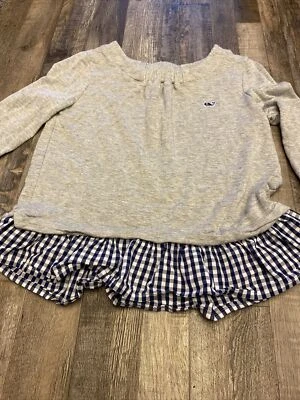 Camisa Vineyard Vines Manga Larga Gris Azul Blanco Guinga Niñas Med 10-12 Foto 1 de 4