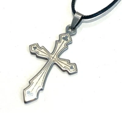 Clubs Monogrammed Cross Stainless Steel Pendant 16"  Necklace - Image 1 of 2