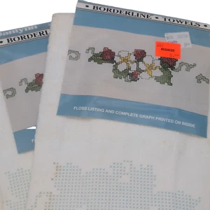 Janlynn Cross Stitch Strawberries Towels 50-339 Strawberry Cottagecore Lot of 2 - Picture 1 of 5