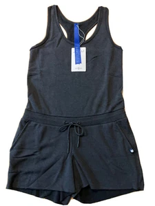 NWT-KIT AND ACE WOMENS ROMPER REC RAGLAN FLEECE DRAWSTRING,LOGO,SZ.6,BLACK COLOR - Picture 1 of 9