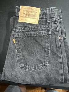 Levi 921 Orange Tab Black Jeans Tapered Fit Tapered Leg 8 Long 27x31 USA - Picture 1 of 17