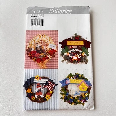 Butterick 4225 No Sew Four Seasonal Wreaths  PATTERN Vintage Luv 'n Stuff 1995 - Image 1 of 3