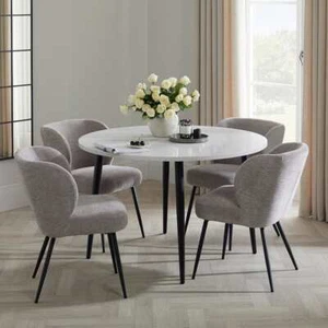 Dusk Lila White Marble Effect & Black 2-3 Seater Dining Table RRP £349 - Picture 1 of 7