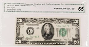 1934-C Federal Reserve Note in Gem Uncirculated Condition FR #2057-G - Picture 1 of 2