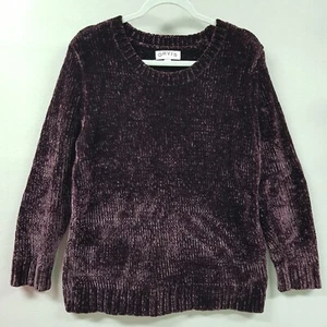 Suéter Pullover Orvis Chenille Grande Púrpura Ciruela Peluche Terciopelo Manga Larga  - Imagen 1 de 9