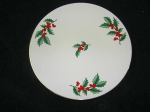 Pickard Porzellan Raben Holz Weihnachten Stechpalme Abendessen Servierplatte 10,5" Goldrand  - Bild 1 von 2