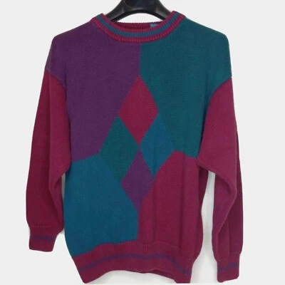 Vintage Sweater Par Four Men's Argyle Color Block Knit Pullover Golf  Size Large - Image 1 of 4