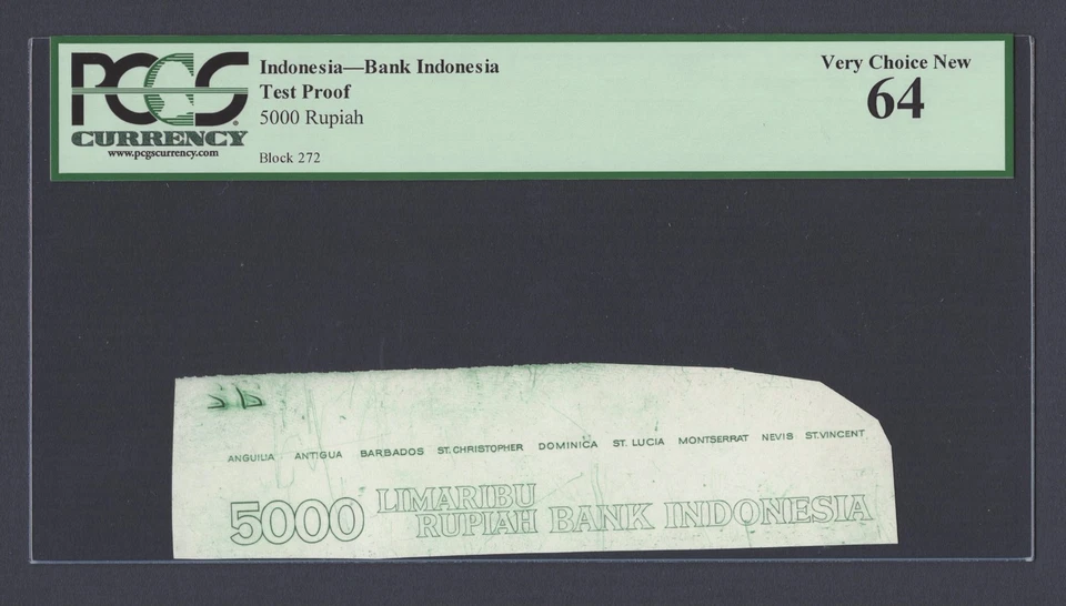 Indonesia - Bank Indonesia 5000 Rupiah Test Proof Vignette  Uncirculated  - Image 1 of 2