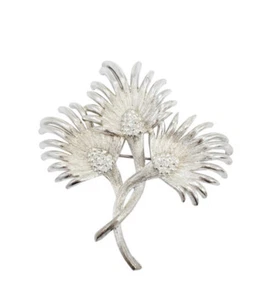 Lisner Brosche silberfarben drei Blumenstrauß Anfang 1900 Vintage - Bild 1 von 13
