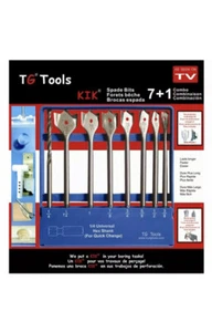 TG Tools 1/4" Hex Shank KIK Spade Drill Bit Set 7 piece +1 Combo AS SEEN ON TV - Picture 1 of 1