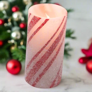 Primitivo Navidad Multi-Rayas Bastón de Caramelo Temporizador Pilar 3" x 4" - Imagen 1 de 2