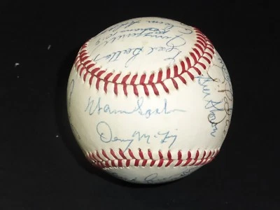 SIGNED BASEBALL 25-AUTOGRAPH WARREN SPAHN~DENNY MCCLAIN~BOB FELLER STEINER AUTO - Image 1 of 4