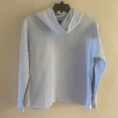 Sudadera con capucha Under Armour para mujer talla L grande azul claro y plateado con logotipo Foto 1 de 4