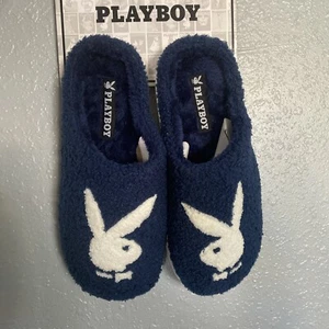 Playboy Mens Memory Foam Indoor Outdoor Blue Slippers Slides Size M 9-10 - Picture 1 of 9