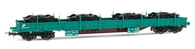 Rivarossi HR6486 FS (Italian) 'Res' 4-Axle Stake Wagon, Green XMPR, Bogies Load - Image 1 of 4