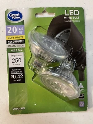 GREAT VALUE LED MR 16 BULB INDOOR FLOODLIGHT 20 WATT EQUILVLENT NEW SKU A7 - Image 1 of 2