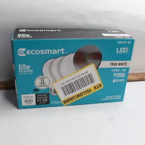 EcoSmart 60-Watt Equivalent A19 Dimmable LED Light Bulb True White - Picture 1 of 5