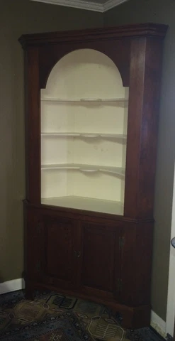 Eldred Wheeler Two Piece Solid Cherry Corner Cupboard Cabinet 18th Century Style Cover
