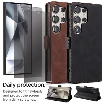 For Samsung Galaxy S24 Ultra 5G Leather Case Cover / Screen Protector Privacy - Image 1 of 4
