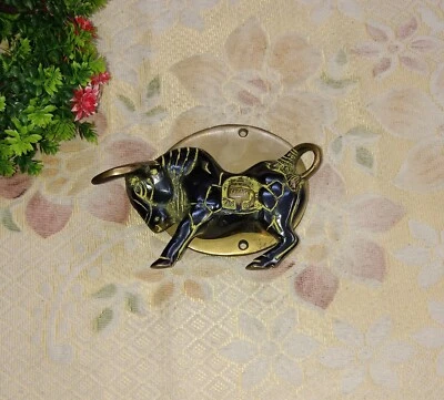 Llamador de puerta Bull Design latón yak bisonte temático hogar timbre herrajes CA036 Foto 1 de 4