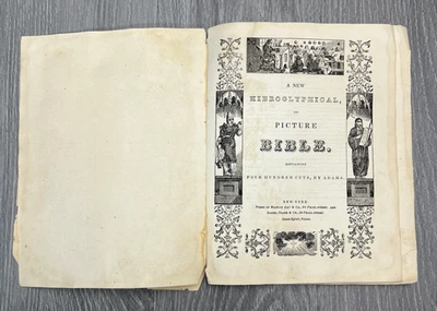 Vintage Hieroglyphical Picture Bible Adams 1800s Illustrated Children's - READ - Image 1 of 4