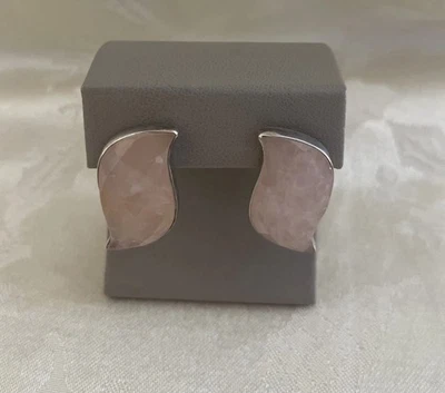 Brincos facetados quartzo rosa Jay King Mine Finds DTR 925 esterlina 1,5” *403 - Imagem 1 de 4