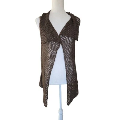 Baby Alpaca Beyons threads Knit vest MEDIUM Open Front Bronw Peruvian - Image 1 of 4