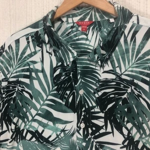 GUESS Los Angeles XL Tropical Palm Leaf Print Short Sleeve Button Up Shirt - Picture 1 of 7