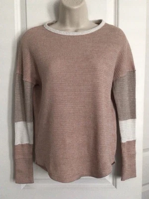 SO-Women’s/Junior-Sz.XS-Waffle Ribbed Top-Pink, Beige, White-Long Sleeve - Image 1 of 4