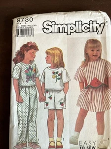 Simplicity Pattern 9730 Child’s Skirt,Pants, Shorts And Top Sz 3-6X - Picture 1 of 3