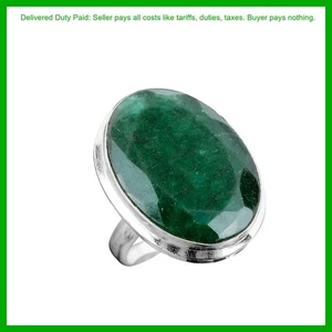 Halloween Sale Natural Zambia Emrald Daughter Gift Solitaire New Ring 925 Silver - Picture 1 of 7