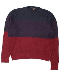 MICHAEL KORS Mens Crew Neck Jumper Sweater XL Navy Blue Colourblock Cotton BW07 - Picture 1 of 3