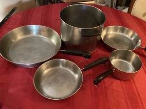 Vintage Menge 5 Stück Revere Ware 1801 Kupfer Btm Set 12” 9” 6” 8 Quart Suppentopf 1 Menge - Bild 1 von 4