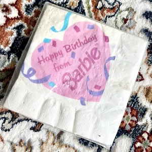 Servilletas de corazón vintage de feliz cumpleaños de Barbie 16 quilates 1994 sello PartyExpress - Imagen 1 de 7