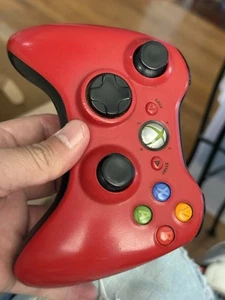 Microsoft Xbox 360 Red Wireless Controller Works Good , Battery Untested - Picture 1 of 5
