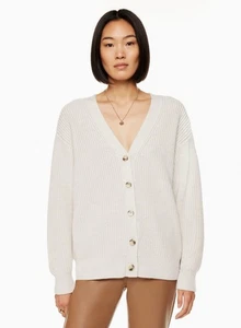 NWT Wilfred Merino Wool Storybook Cardigan in Heather Birch Cream Small New - Picture 1 of 13