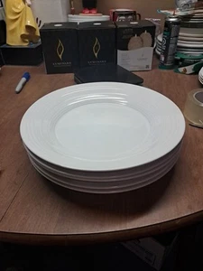5 Mikasa Gourmet Basics Concentric White Dinner Plates 11.5" Rings Euc Bin 106 - Picture 1 of 10