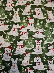 2 YARD 34" WINTER ANIMALS CHRISTMAS HOLIDAY PRINT FLANNEL FABRIC~SEWING QUILT - Picture 1 of 5