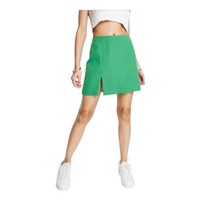 Minifalda Miss Selfridge con dobladillo abertura verde brillante línea A para mujer talla 6 Foto 1 de 4