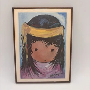 Targa in legno Ted DeGrazia Pepito Lam-N-Art bambino indiano ragazzo circa 4,75 x 6 pollici - Foto 1 di 9