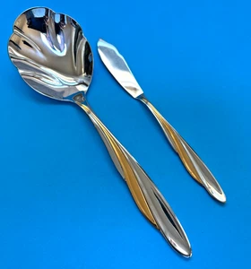 Oneida Community GOLDEN SHORELINE Casserole Spoon + Stainless Flatware Lot of 2 - Picture 1 of 5