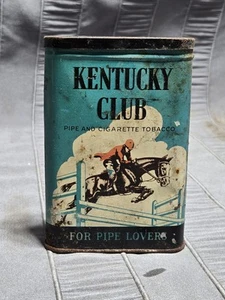Old Pipe Smoking Vintage Kentucky Club Pipe Mixture Tobacco Advertising Tin Can - Picture 1 of 8