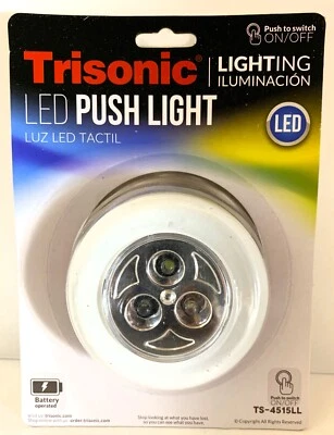 Battery Mini 3 LED Push On Off Light Utility Cabinet Closet Lighting White - Image 1 of 4