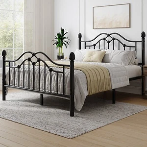 Twin Full Queen Size Bed Frame Metal Platform Bed with Headboard&Footboard - Picture 1 of 24