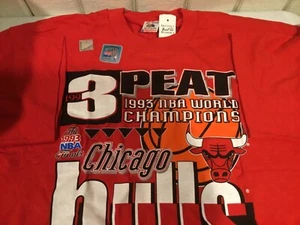 NEW with Seal NBA Chicago Bulls Championship 3Peat Unisex T shirt Red XL - Picture 1 of 4