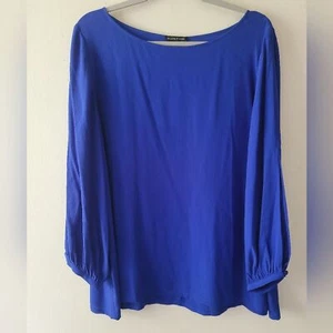 Eileen Fisher blau fließend lässig Ballonärmel Seide Popover Bluse Top XL - Bild 1 von 6